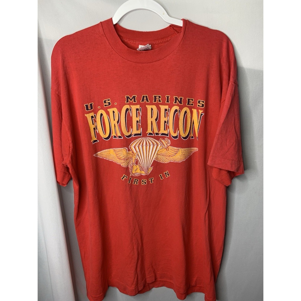 Mens XL U.S. Marines Force‎ Recons First In Single Stitch Vintage Shirt